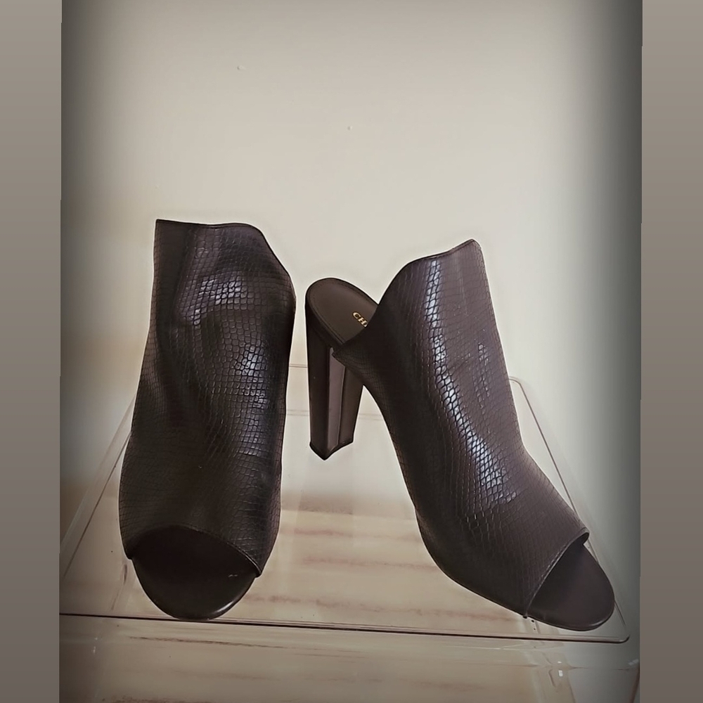 Christian Siriano Black Textured Mules